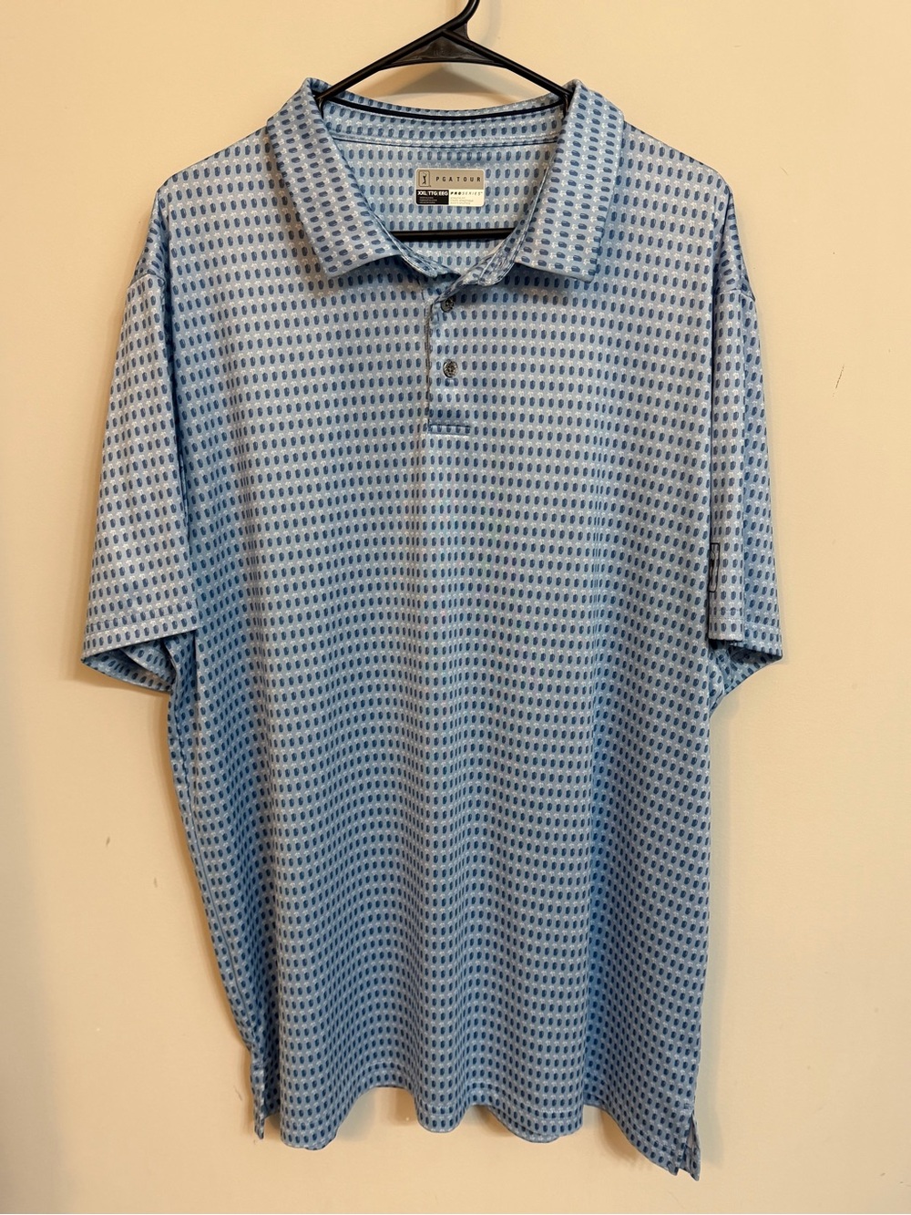 PGA Tour Light Blue Geometric Print Polo